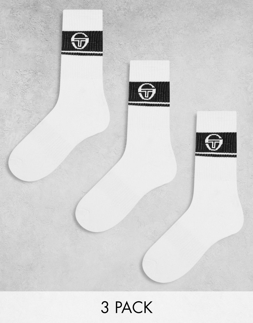 Confezione da 3 calzini bianchi e neri con logo - Sergio Tacchini - Modalova