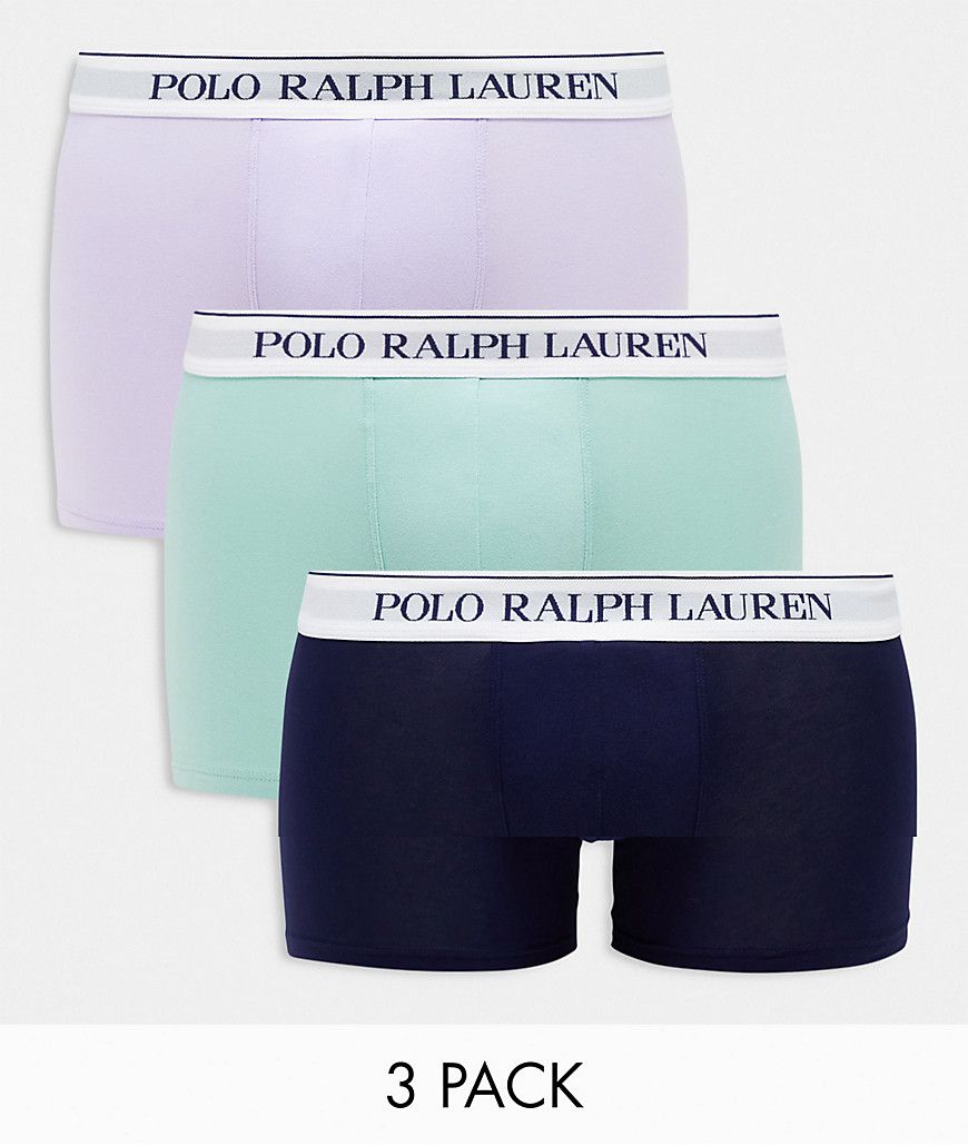 Confezione da 3 boxer aderenti verdi, blu navy e viola - Polo Ralph Lauren - Modalova