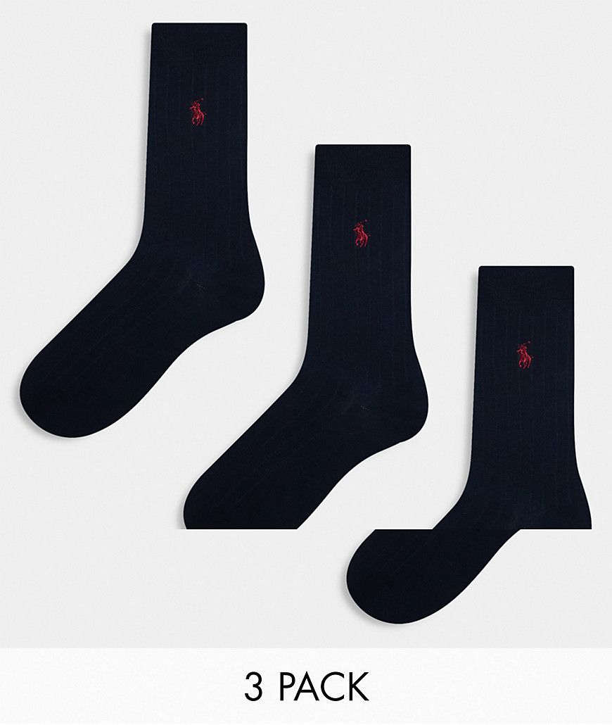 Confezione da 3 paia di calzini in cotone mercerizzato con logo - Polo Ralph Lauren - Modalova