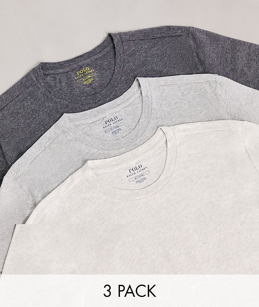 Confezione da 3 t-shirt da casa grigio mélange, grigio e grigio antracite con logo - Polo Ralph Lauren - Modalova