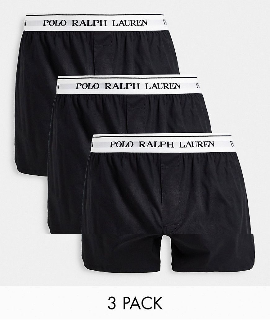 Confezione da tre paia di boxer neri con elastico in vita con logo - Polo Ralph Lauren - Modalova