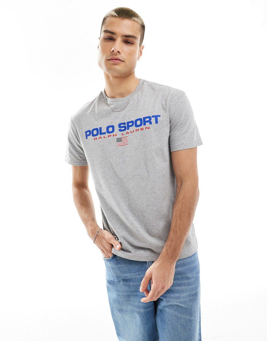 Sport Capsule - T-shirt oversize classica mélange con logo centrale - Polo Ralph Lauren - Modalova
