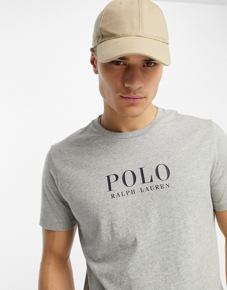 T-shirt da casa grigia con logo e scritta sul petto - Polo Ralph Lauren - Modalova
