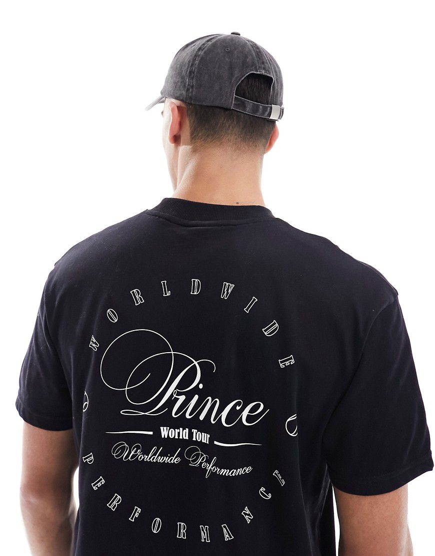 T-shirt nera con stampa vintage - Prince - Modalova
