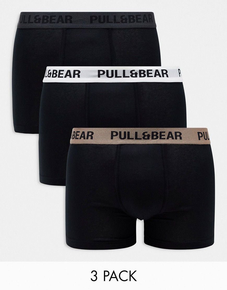 Confezione da 3 paia di boxer bianchi, nude e kaki - Pull & Bear - Modalova