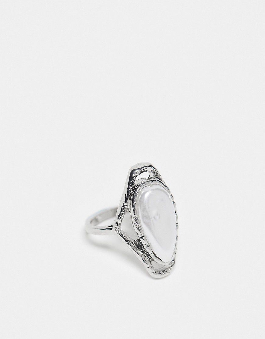 Anello unisex argentato con pietra sintetica - Reclaimed Vintage - Modalova