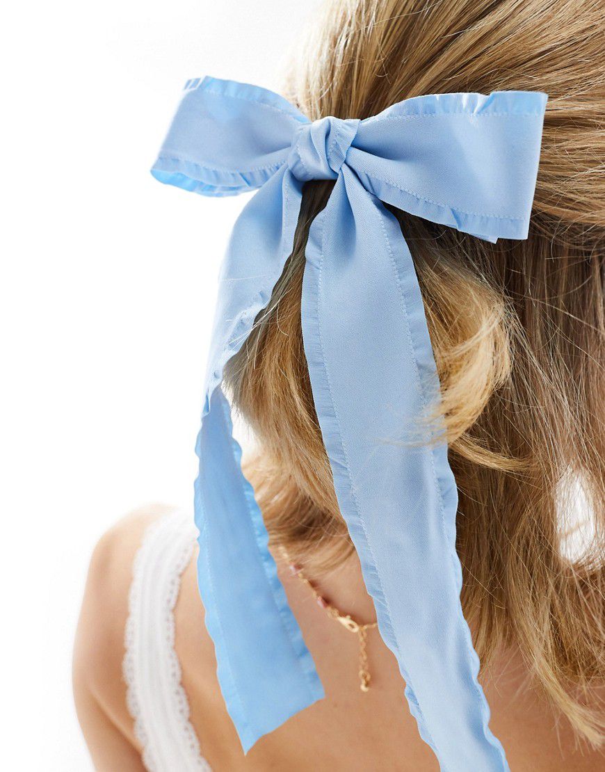 Fiocco per capelli blu con bordo smerlato - Reclaimed Vintage - Modalova