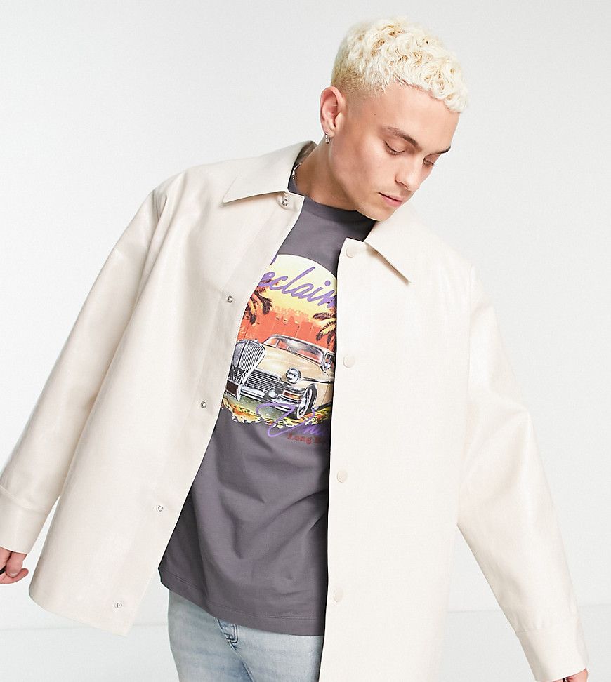 Inspired - Camicia giacca oversize color crema effetto coccodrillo - Reclaimed Vintage - Modalova