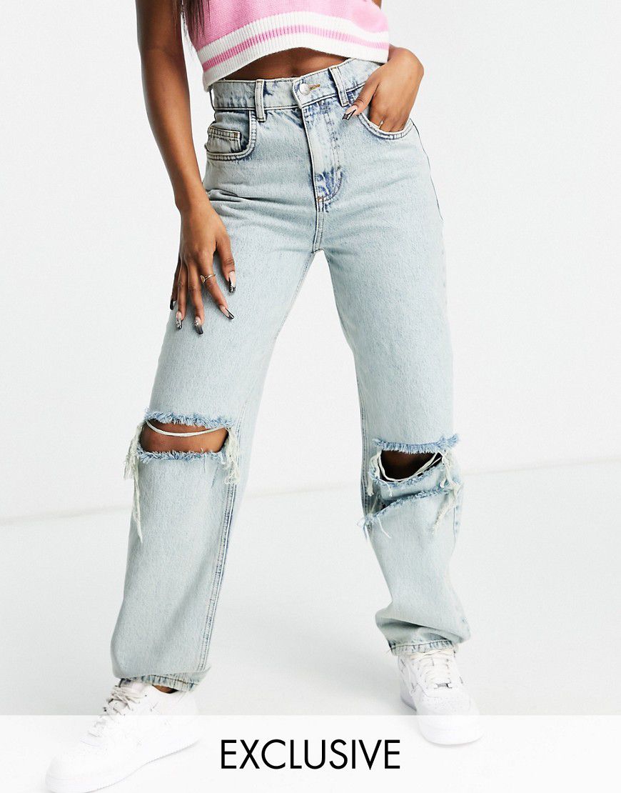 Inspired - Dad jeans stile anni '90 con strappi larghi e lavaggio anticato - Reclaimed Vintage - Modalova