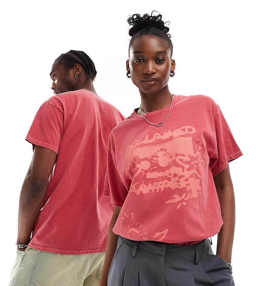 T-shirt oversize unisex rossa con stampa effetto spray - Reclaimed Vintage - Modalova