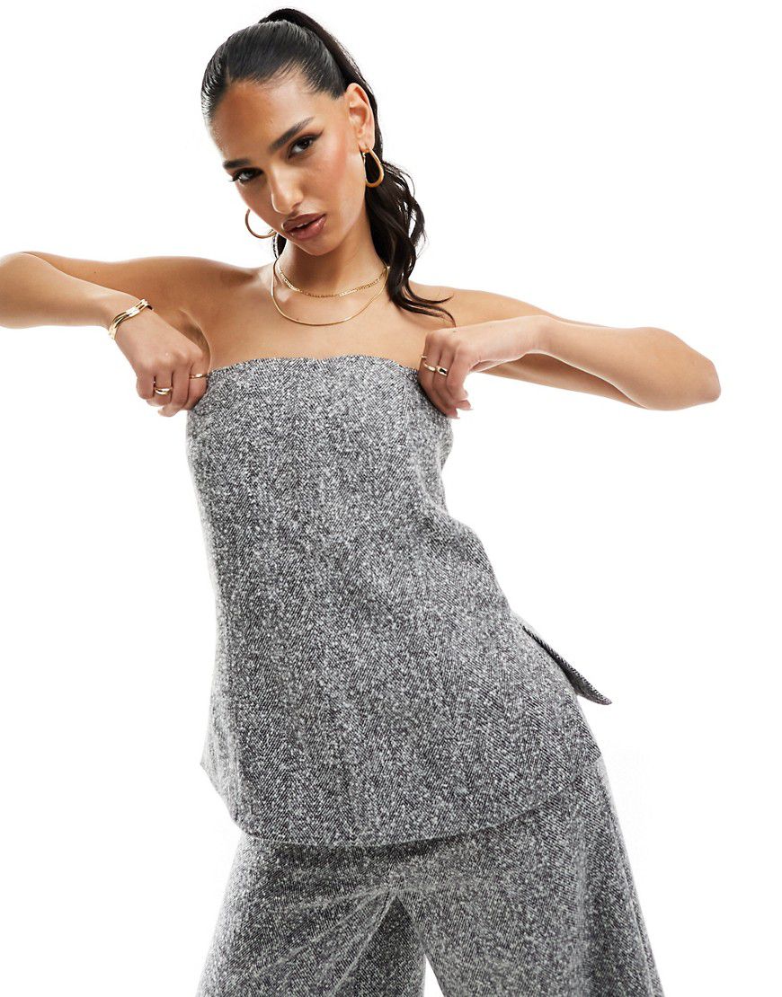 Top a fascia stile corsetto in lana grigia in coordinato - River Island - Modalova