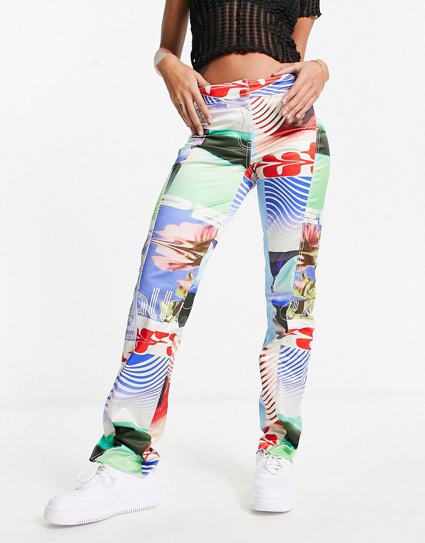 Lily - Pantaloni in raso con stampa multicolore stile motocross in coordinato - Weekday - Modalova