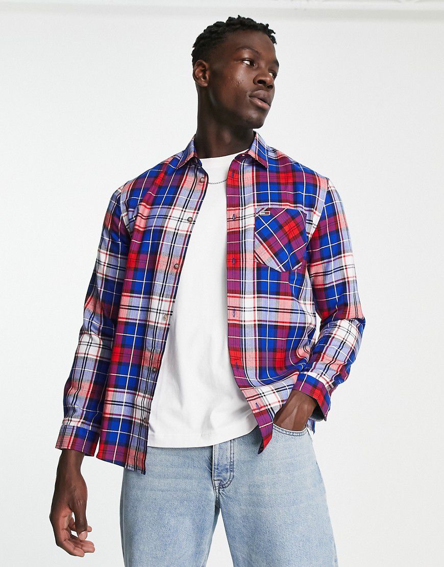 Camicia in flanella a quadri con logo a quadri multicolore - Tommy Jeans - Modalova