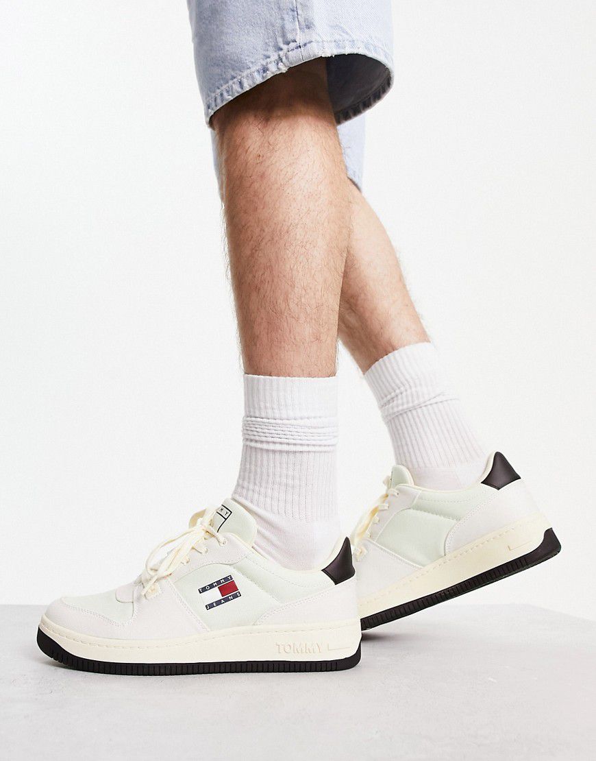 Sneakers in tela bianche rétro stile runner con bandiera - Tommy Jeans - Modalova