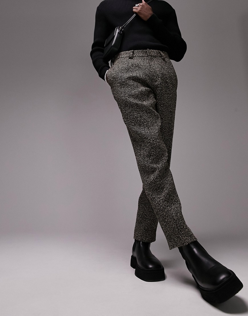 Pantaloni comodi in twill jumbo color pietra e nero - Topman - Modalova