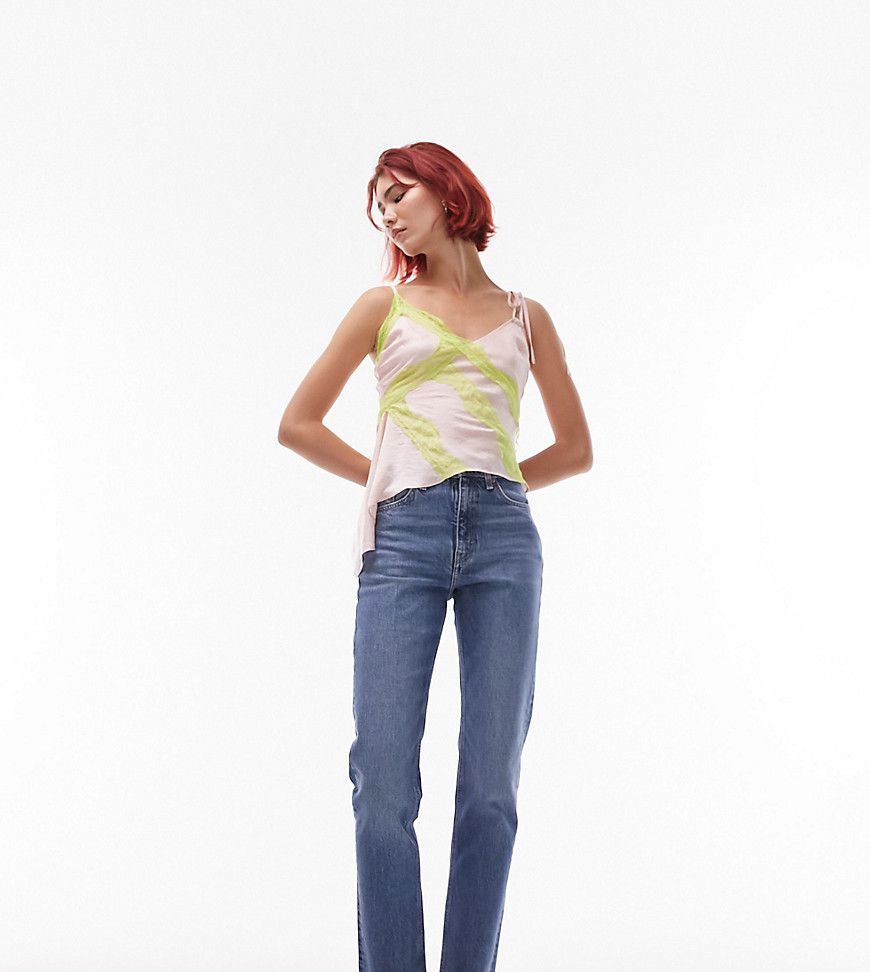 Jeans dritti cropped medio con bordi grezzi - Topshop Tall - Modalova