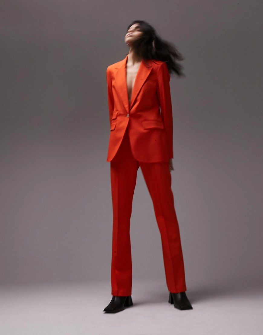 Pantaloni femminili a vita alta con spacco sul retro rossi in coordinato - Topshop - Modalova