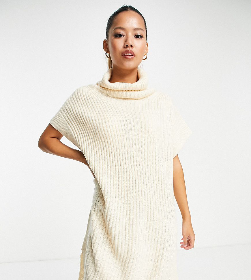 Petite - Aaliyah - Vestito corto dolcevita in maglia color pietra - Threadbare - Modalova