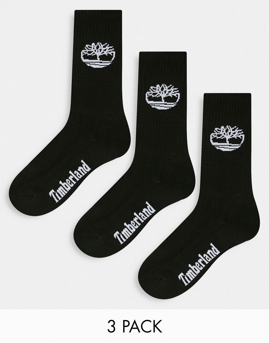 Core - Confezione da 3 paia di calzini neri con logo doppio - Timberland - Modalova