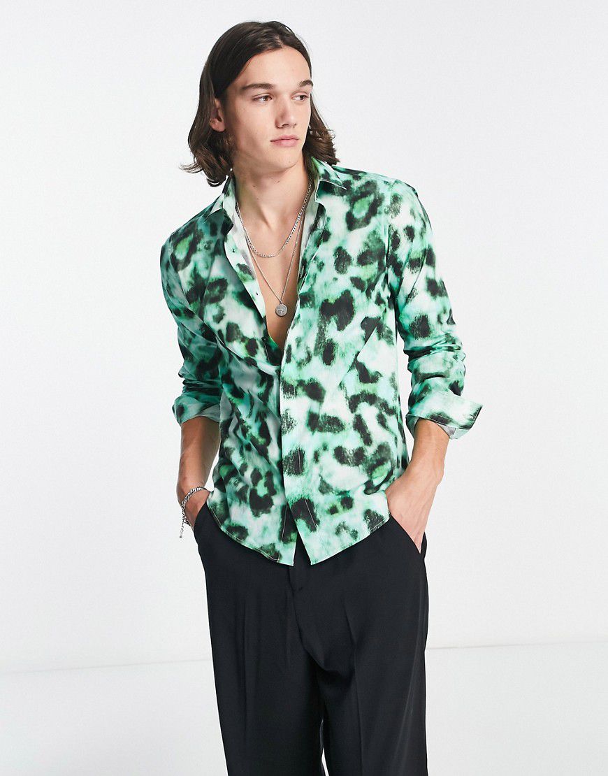 Burgess - Camicia fluo con stampa leopardata - Twisted Tailor - Modalova