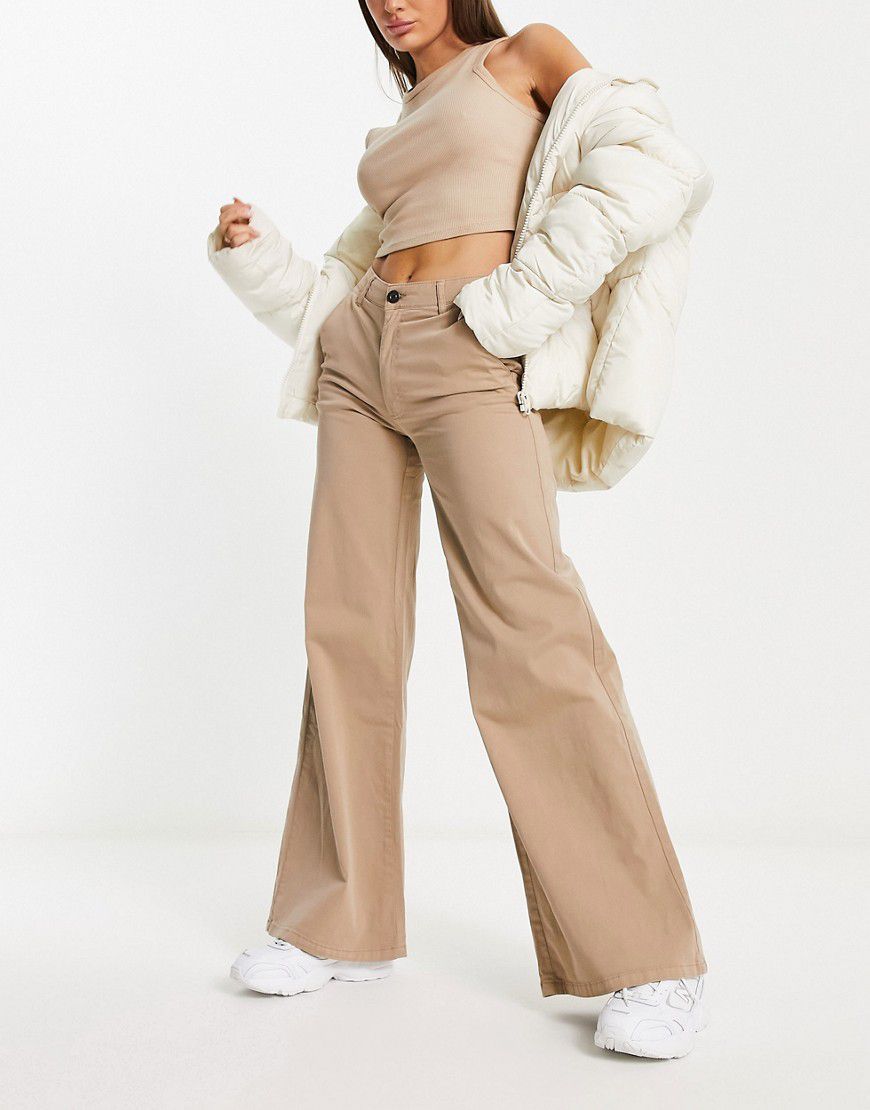 Pantaloni a vita alta con fondo ampio beige - Urban Classics - Modalova
