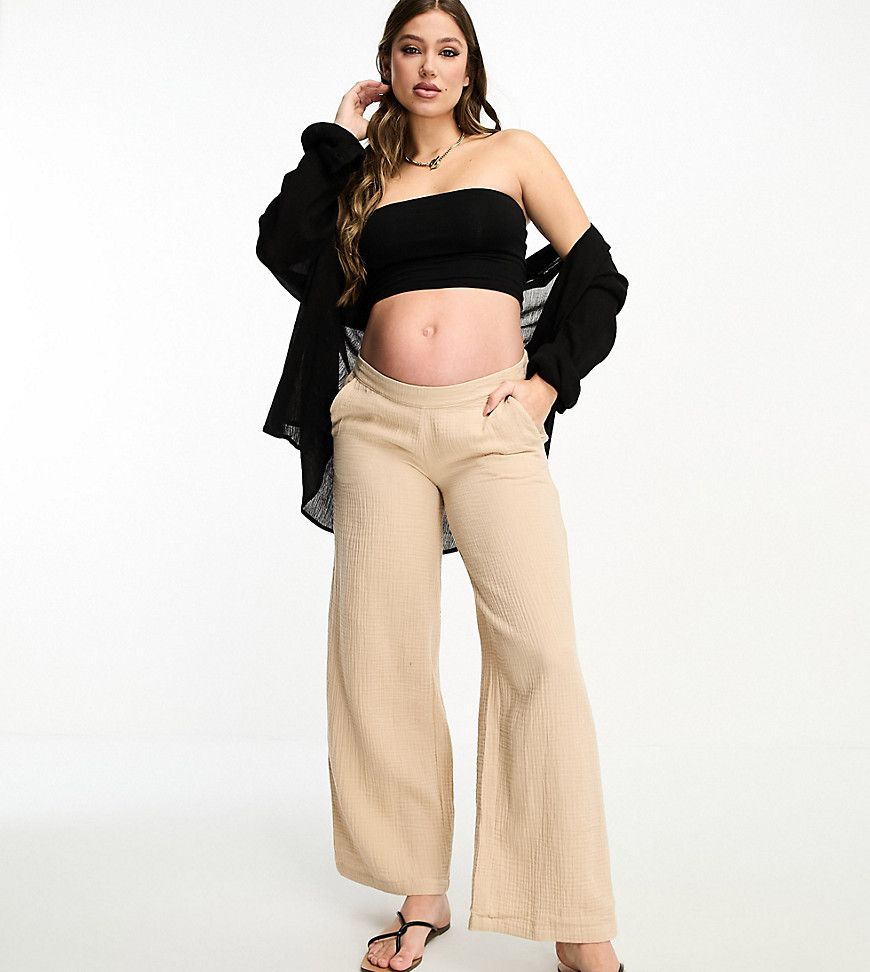 Pantaloni morbidi testurizzati color crema - Vero Moda Maternity - Modalova
