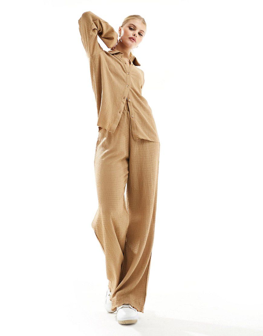 Pantaloni in jersey testurizzati beige in coordinato - Vero Moda - Modalova
