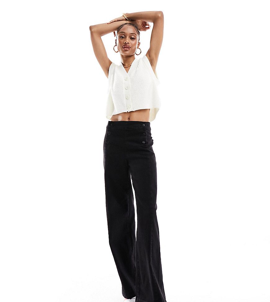 Kayla - Jeans a fondo ampio neri con bottoni - Vero Moda Tall - Modalova