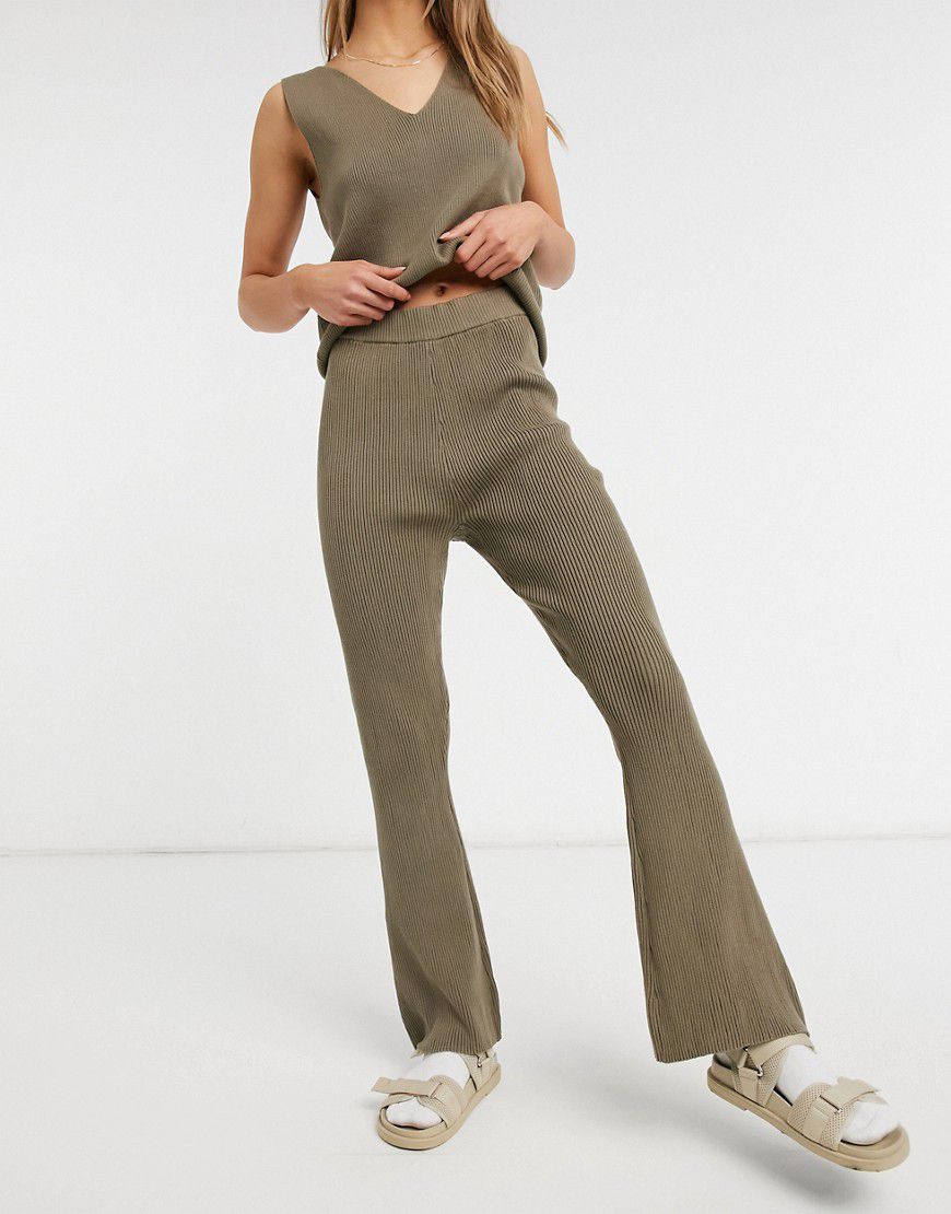 Pantaloni a fondo ampio in maglia color talpa in coordinato - Vila - Modalova