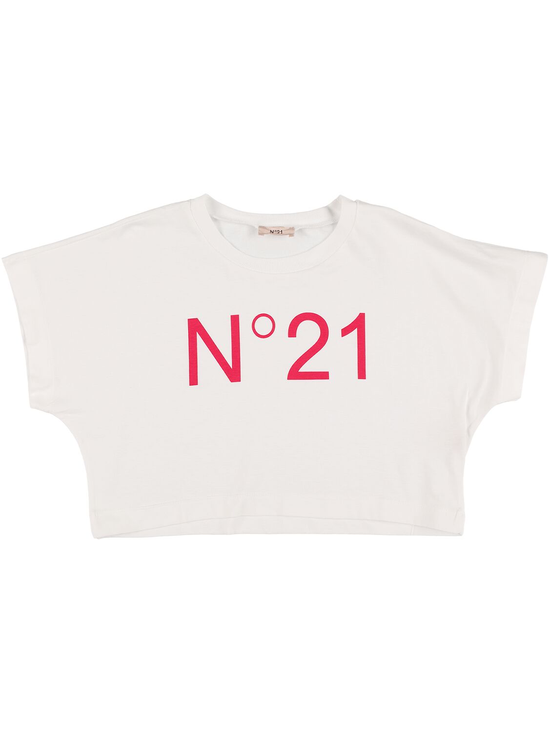 T-shirt Cropped In Jersey Di Cotone Con Logo - N°21 - Modalova