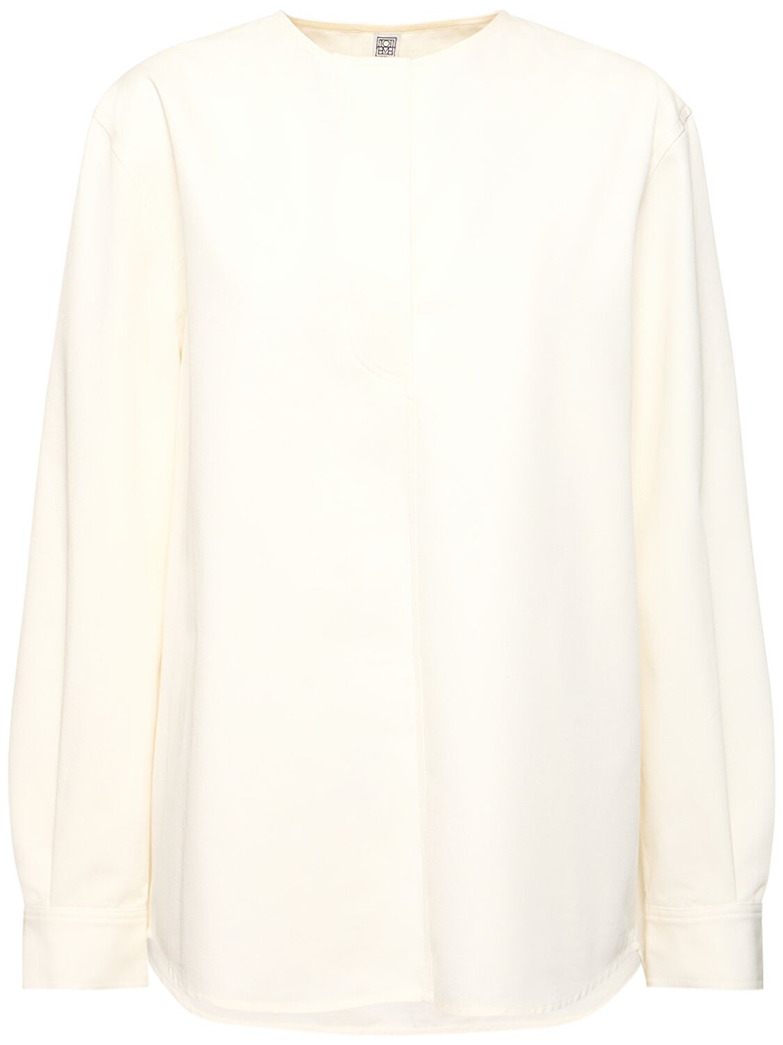 Collarless Cotton Twill Shirt - TOTEME - Modalova