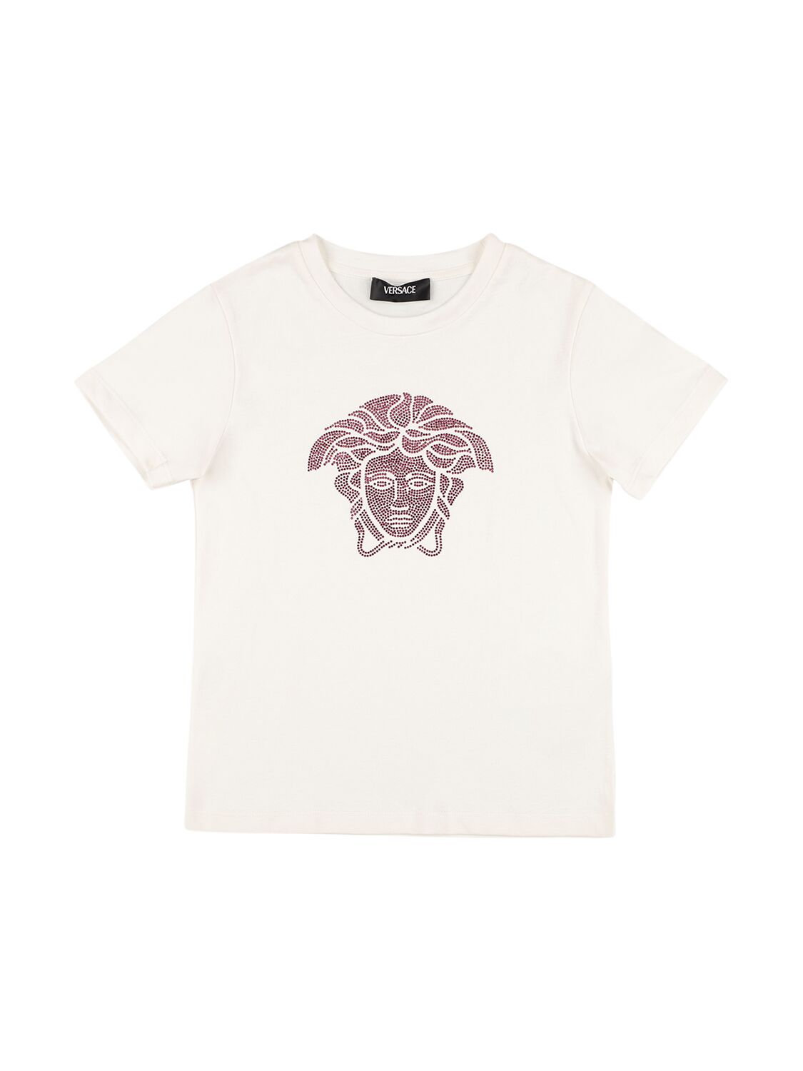T-shirt Medusa In Jersey Di Cotone Con Cristalli - VERSACE - Modalova