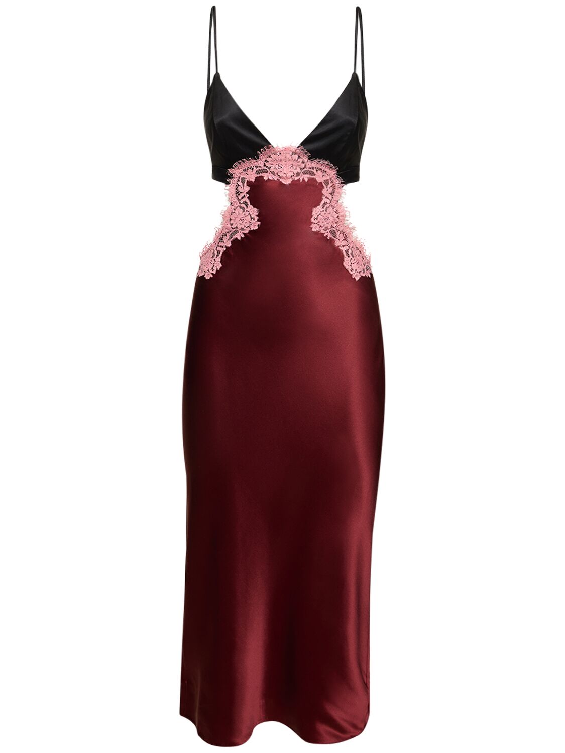 Silk & Lace Cutout Slip Midi Dress - FLEUR DU MAL - Modalova