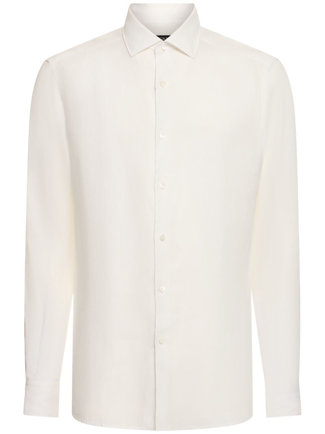 Solid Pure Linen Long Sleeve Shirt - ZEGNA - Modalova