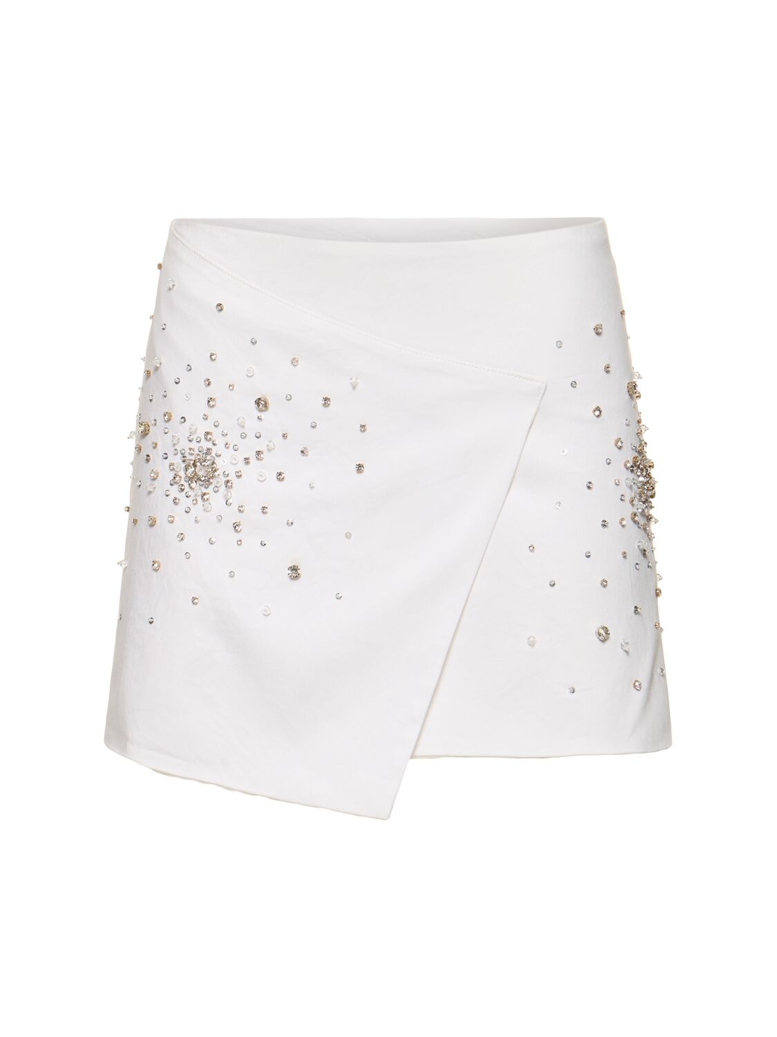 Embellished Cotton Satin Mini Wrap Skirt - DES PHEMMES - Modalova