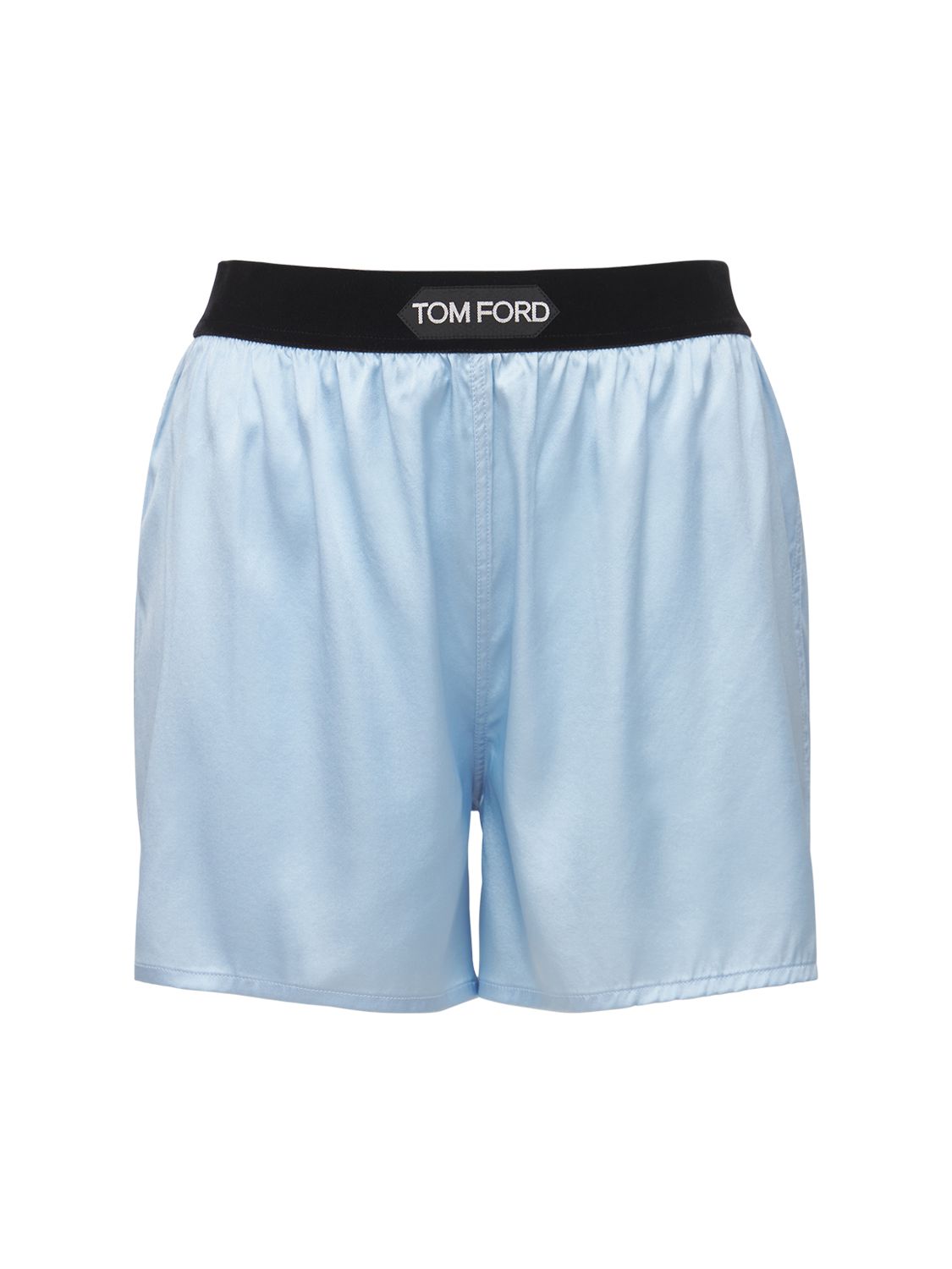 Shorts In Raso Di Seta Con Logo - TOM FORD - Modalova