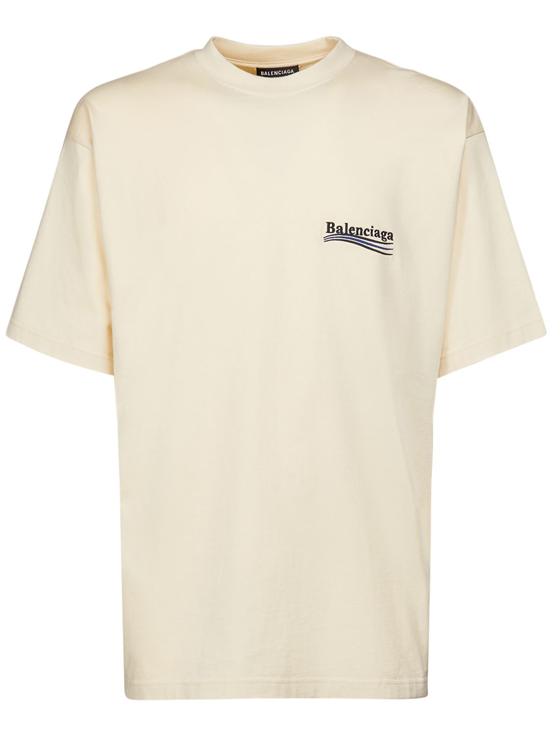 T-shirt In Cotone Con Ricamo Logo - BALENCIAGA - Modalova