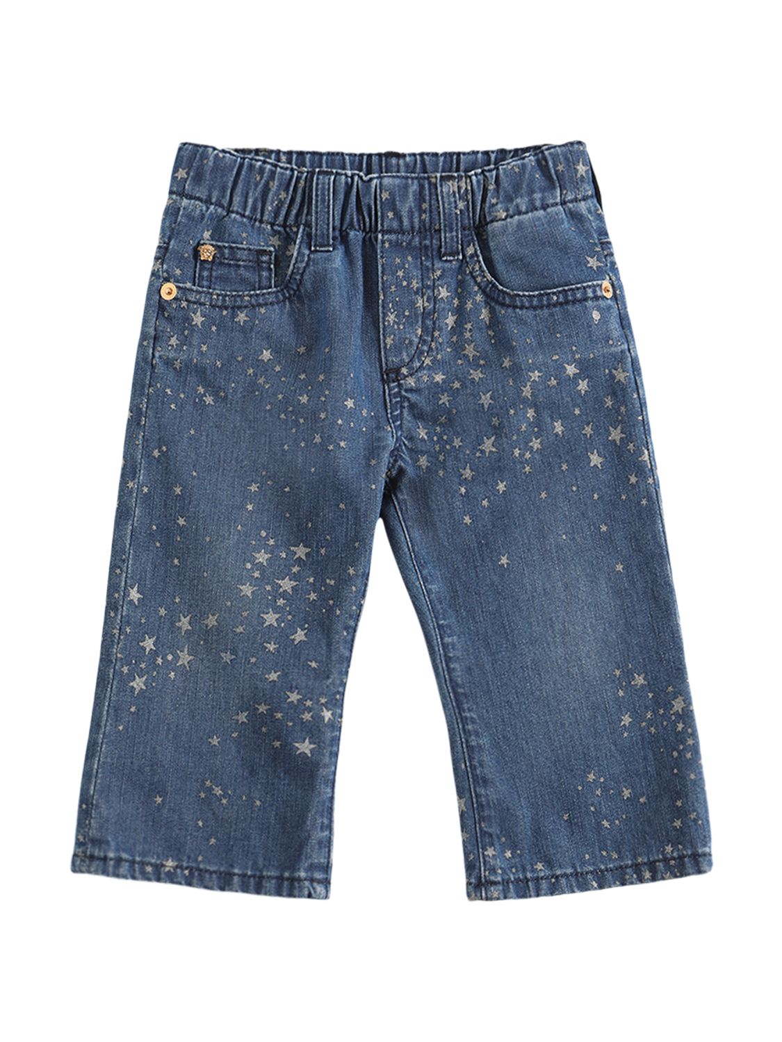 Jeans In Di Cotone Con Glitter - VERSACE - Modalova