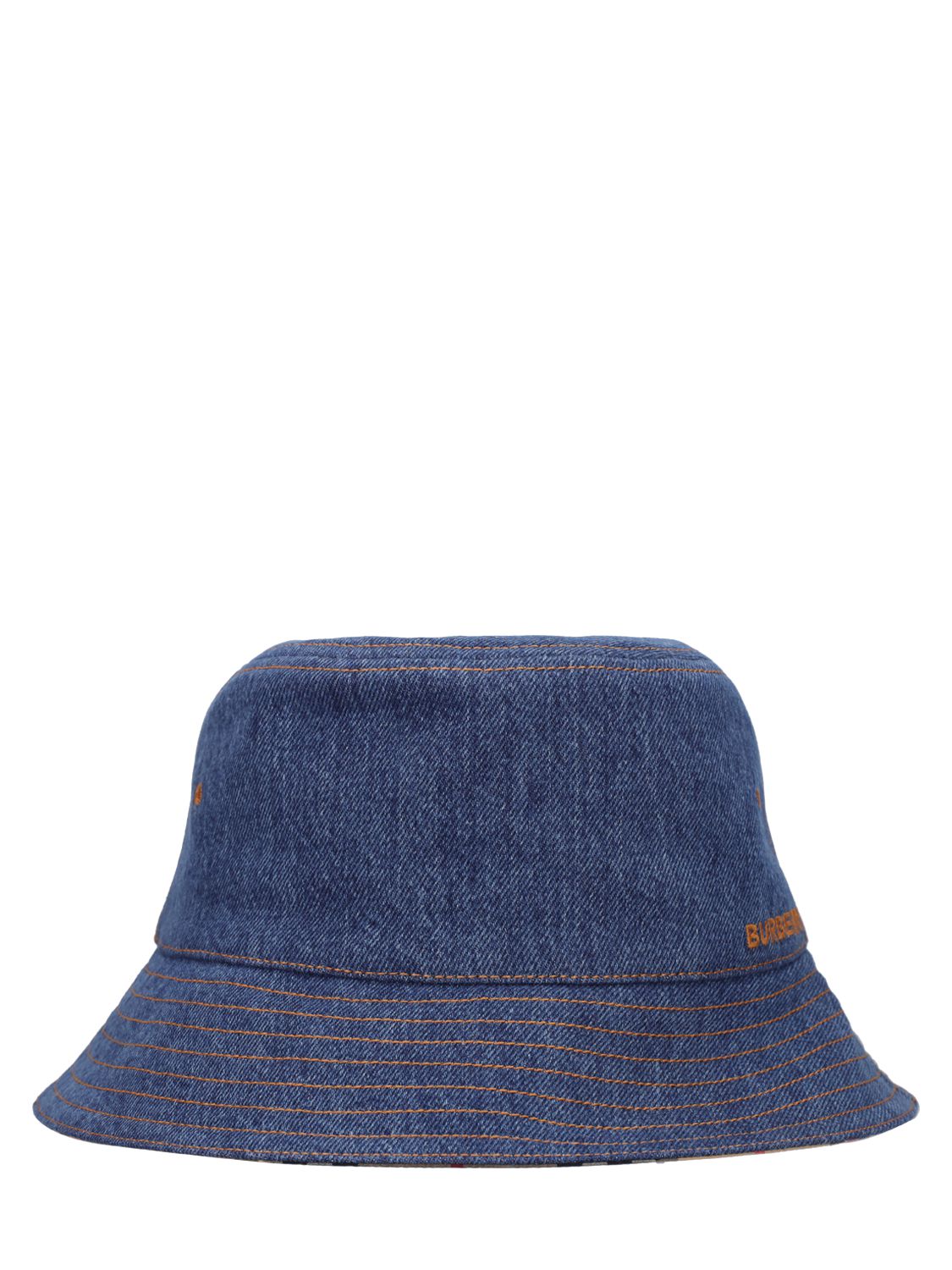 Cappello Bucket In Denim Di Cotone Washed - BURBERRY - Modalova