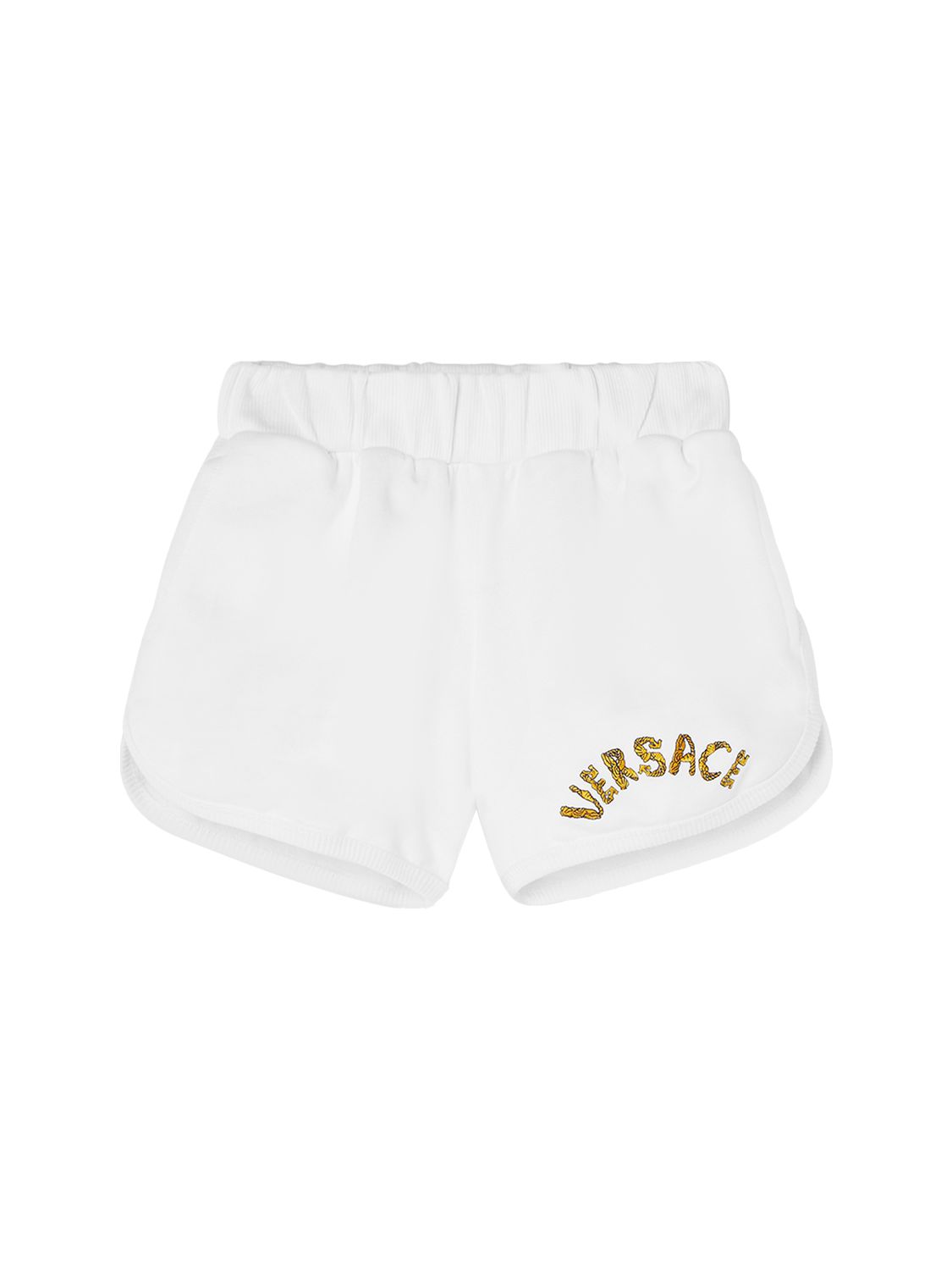 Shorts In Felpa Di Cotone Con Logo - VERSACE - Modalova