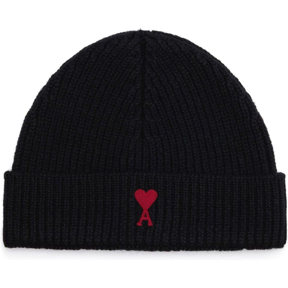 Cappello in maglia a coste grosse di lana nera - AMI - Modalova