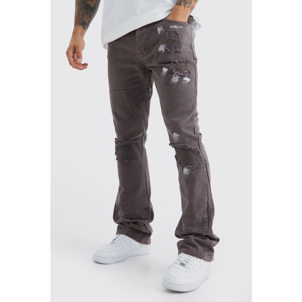 Jeans Slim Fit con pannelli da lavoro e schizzi di colore - boohoo - Modalova