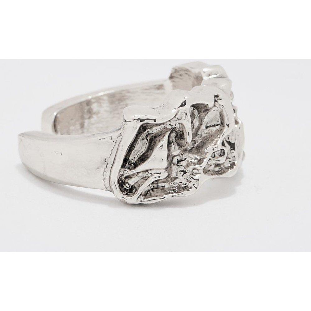 Metal Melted Statement Ring In Silver - boohoo - Modalova