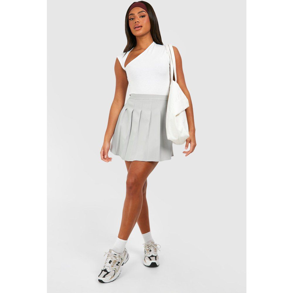 Pleated Tennis Skirt, Grigio - boohoo - Modalova
