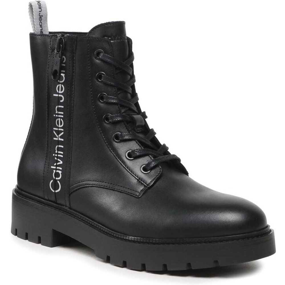 Stivali - Combat Mid Laceup Boot W Zip YM0YM00262 Outline Mono Black 0GK - Calvin Klein Jeans - Modalova