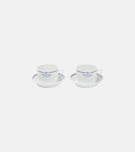 Set di 2 tazze da tè e piattini in porcellana con logo - Balenciaga - Modalova