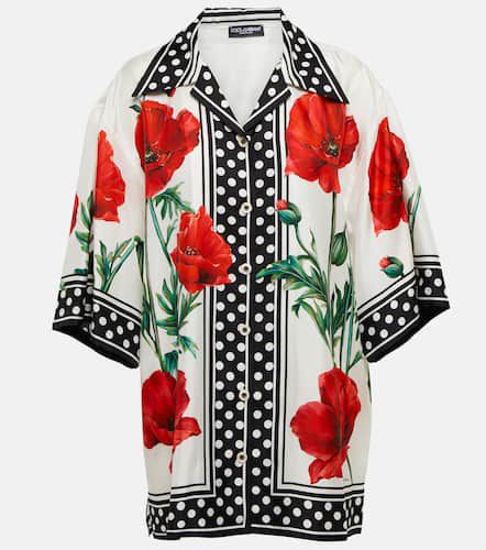 Camicia oversize in seta con stampa - Dolce&Gabbana - Modalova