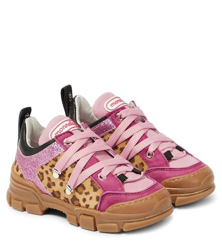 Sneakers in pellle con stampa leopardata - Monnalisa - Modalova