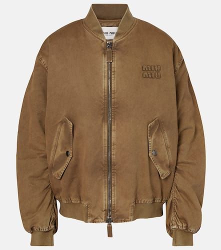 Bomber in gabardine di cotone - Miu Miu - Modalova
