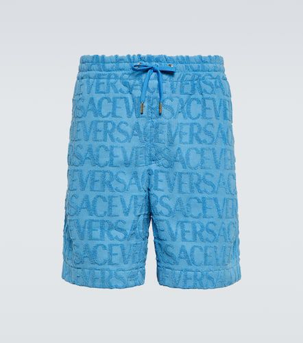 Shorts in jacquard di cotone con logo - Versace - Modalova